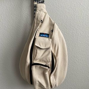 Beige Canvas Crossbody backpack